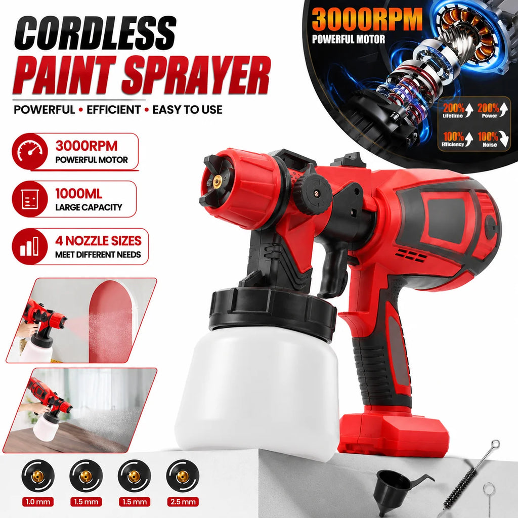 【Hot Sale】Paint Sprayer for Milwaukee 18V Battery, HVLP Spray Paint Gun with Brushless Motor and Copper Nozzle,  Cordless Paint Sprayer for Home Interior and Exterior, House Paint 30000RPM