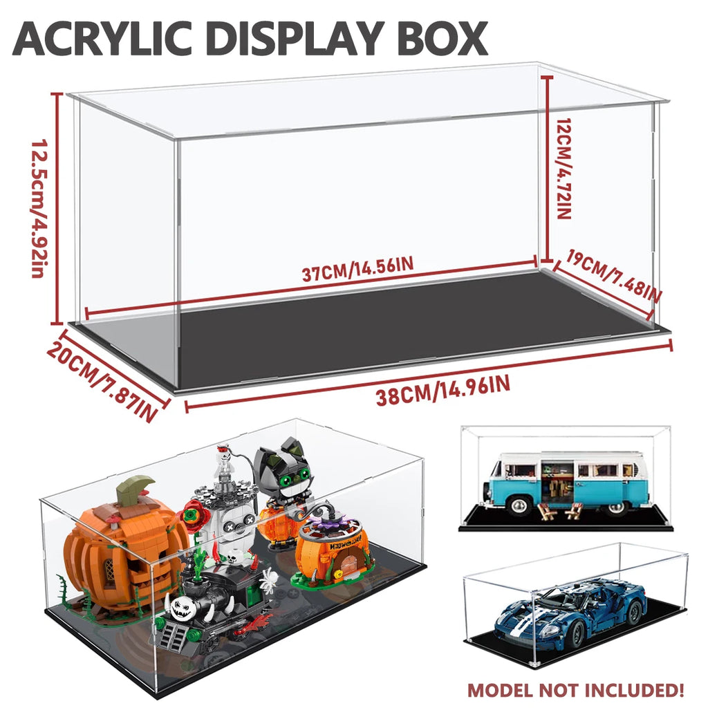 1:14 Scale Transparent Acrylic Display Box, Suitable for the Protection and Display of Toy Car Models, Building Blocks, Small Collectibles, and Figurines (Inner Dimensions 37X19X12Cm)