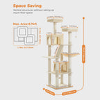 Large Cat Tree Tall Cat Tower for Indoor Cats Multi-Level Plush Cat Condo with Scratching Posts Scratching Boards Perches Caves