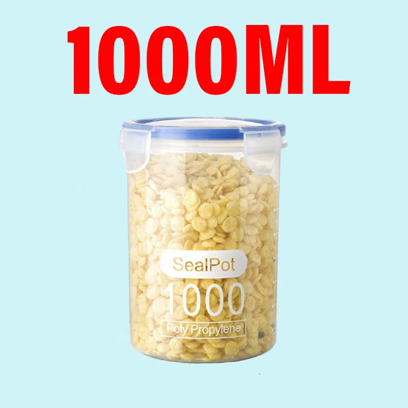 Plastic Sealed Tank Large Capacity Crisper Kitchen Organize Grain Storage Box with Scale Sealed Box Clear Jar Spice Container