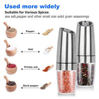 1pc/2pcs, Gravity Electric Salt And Pepper Grinder - Salt & Pepper Mill Sets With LED Light, One Hand Automatic Operation, Adjus