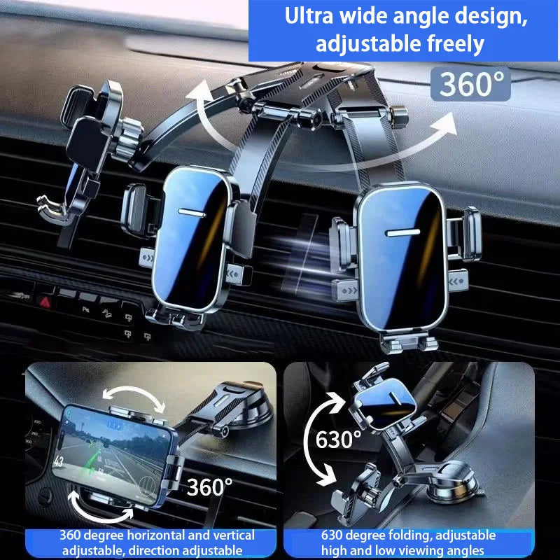 Adjustable 360° Car Phone Mount, Multi-Scenario Suction Cup Holder for Windshield/Air Vent