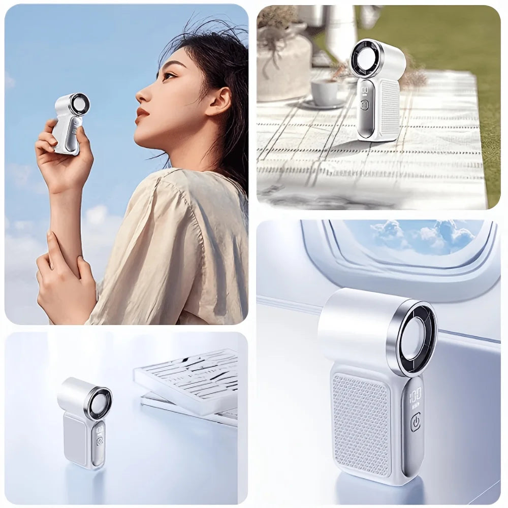 2026 New High-Speed Mini Handheld Small Fan, 100-Speed Small Wind Cannon USB Charging Battery Life Turbine Portable Outdoor Fan