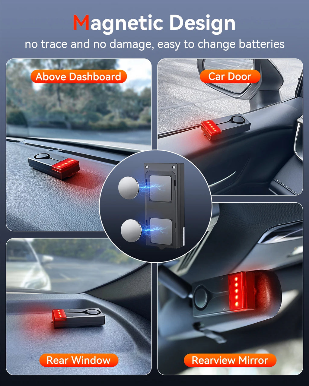 Wireless Car Vibration Burglar Alarm With Light 108dB Loud Car Door And Window Anti Theft Alarm Bike Motorcycle Security Alarm