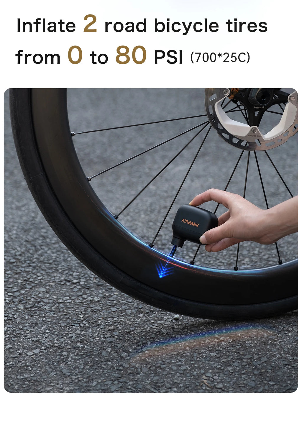 AIRBANK Pocket SE Mini Portable Electric Bicycle Pump for Stress-Free Tire Inflation