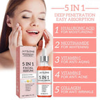 5 In 1 Fade Fine Lines Firming Face Serum Moisturizing Brightening Vitamin C Hyaluronic Acid Facial Serum Shrink Pores Skin Care
