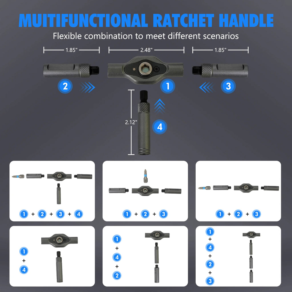 42-in-1 Magnetic Screwdriver Set T-handle Multifunctional Ratchet Screwdriver Bit Kit for Household DIY Bicycle Repair