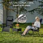 JHK Portable Zero Gravity Recliner Chairs Set of 2 Outdoor Garden Folding Lounge Chair with Cup Holder Trays Adjustable Pillow