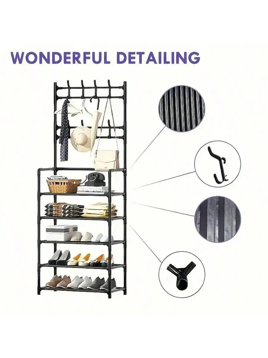 Hat rack, 5-layer multifunctional metal hook with 8 double hooks - space saving storage solution suitable for foyer, living room