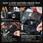 Parasitic Draw Tester, Automotive Battery Drain Detector Current Leak Finder Tool for Vehicle Electrical Diagnostics, SUV, Truck