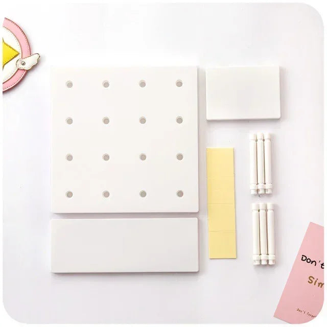 Punch Free Pegboard Display Stand Wall Organizer Storage Plate Living Room Kitchen Bedroom Wall Hanging Decoration Wall Shelf