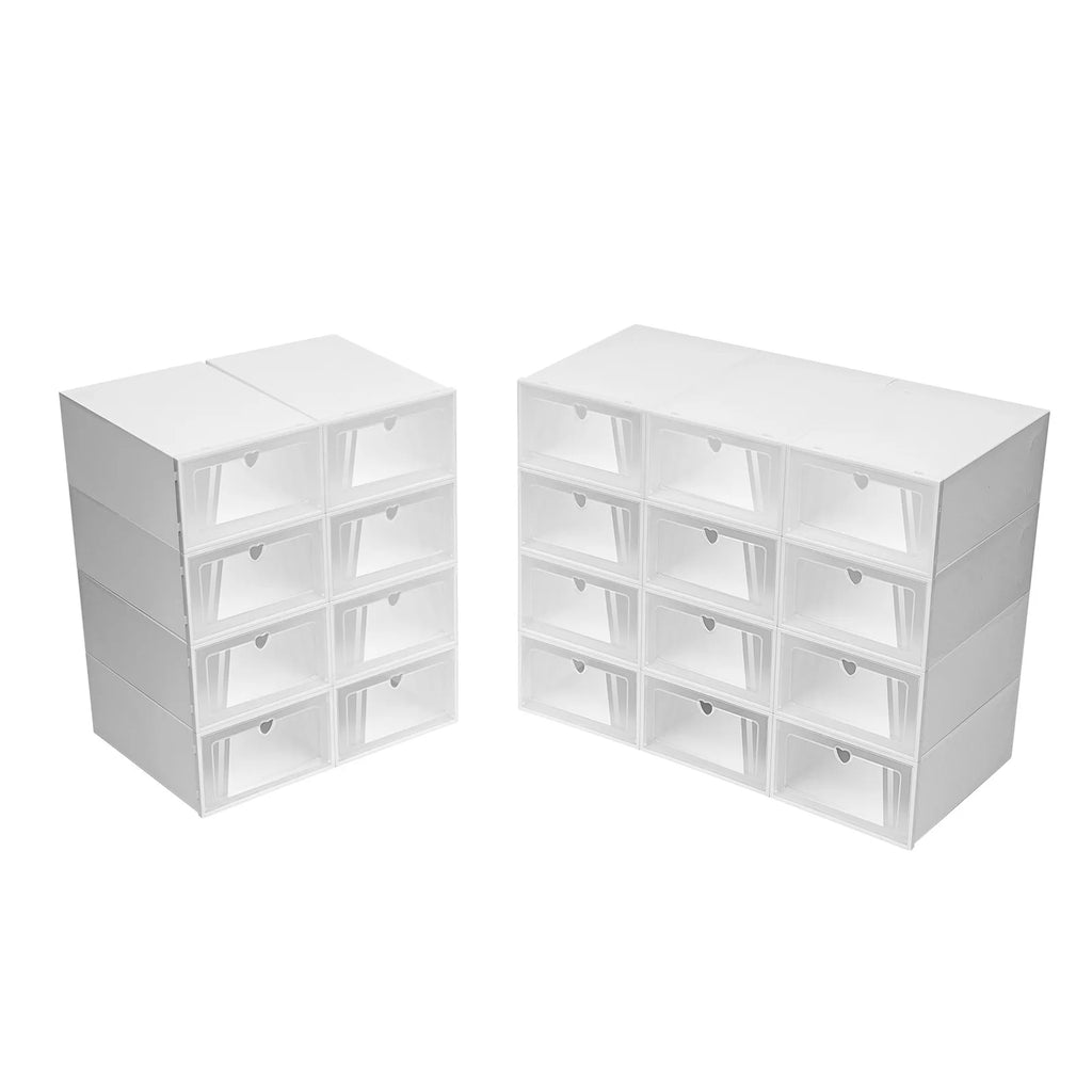 20PCS Plastic Shoe Box Storage Organizer Stackable Foldable Clear Shoe Container