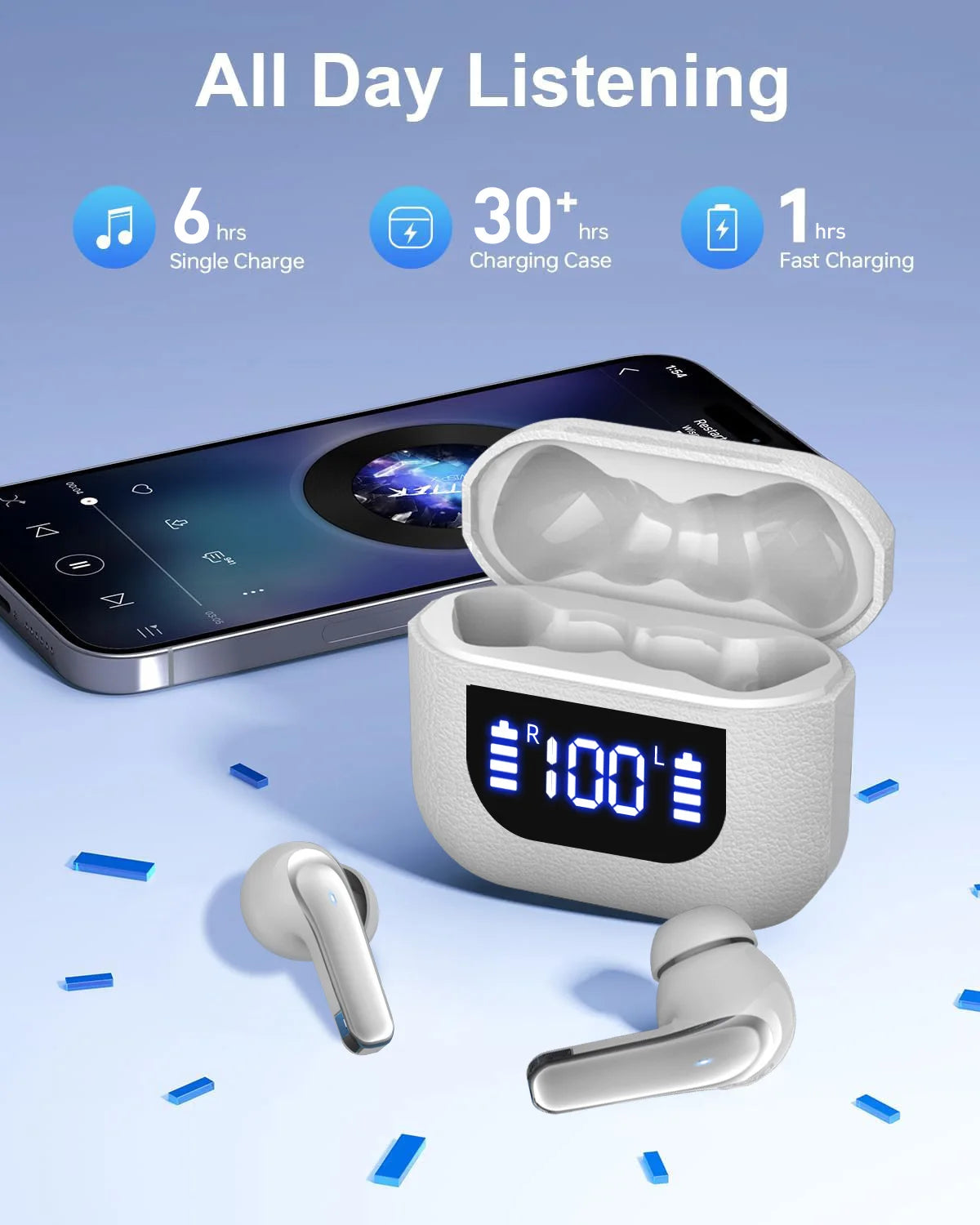 K07 Wireless Earphones Bluetooth Active Noice Cancellation Wireless Earbuds Bluetooth 5.3 Headphones TWS with LED Display
