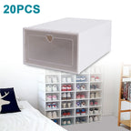 20Pcs Foldable Flip Shoe Storage Boxes Clear Plastic Shoes Case Shoe Organizer Dustproof, 33*23*14cm
