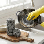 20-Pack 410 Stainless Steel Kitchen Scrubbers - Heavy-Duty Cleaning Balls for Grease & Stains