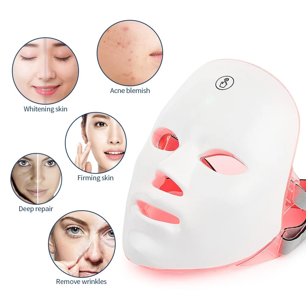 Wireless LED Face Mask 7 Colors Rechargeable Portable Facial Mask Skin Rejuvenation Skin Care Beauty Device