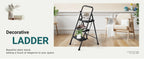 JHK Folding 2/3 Step Ladder Stool with Anti-Slip Pedal 800lbs Capacity Sturdy Steel Portable Cushioned Handle for Kitchen Home