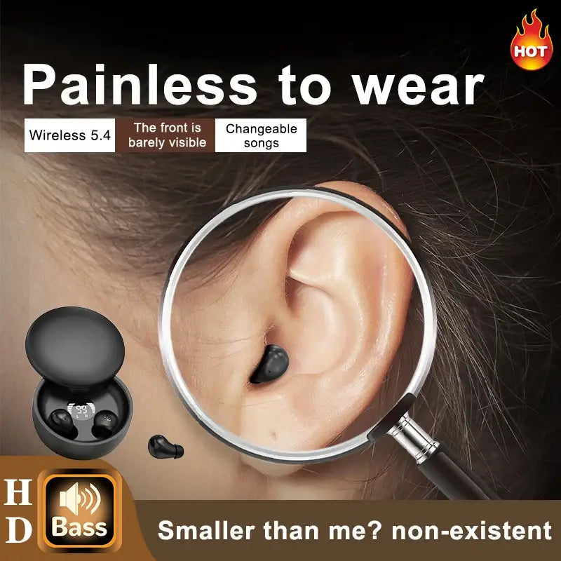 SK26 Bluetooth 5.4 Wireless Earphones Small Earbuds Sleeping Sport Invisible Headphones Bass Sound Quality Headset