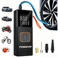 POWNYM Cordless Portable Tire Air Pump, 150PSI Wireless Inflator with Pressure Gauge & LED Light, Multi Adapters, Jump Starter for Auto Bike & Inflatable Balls