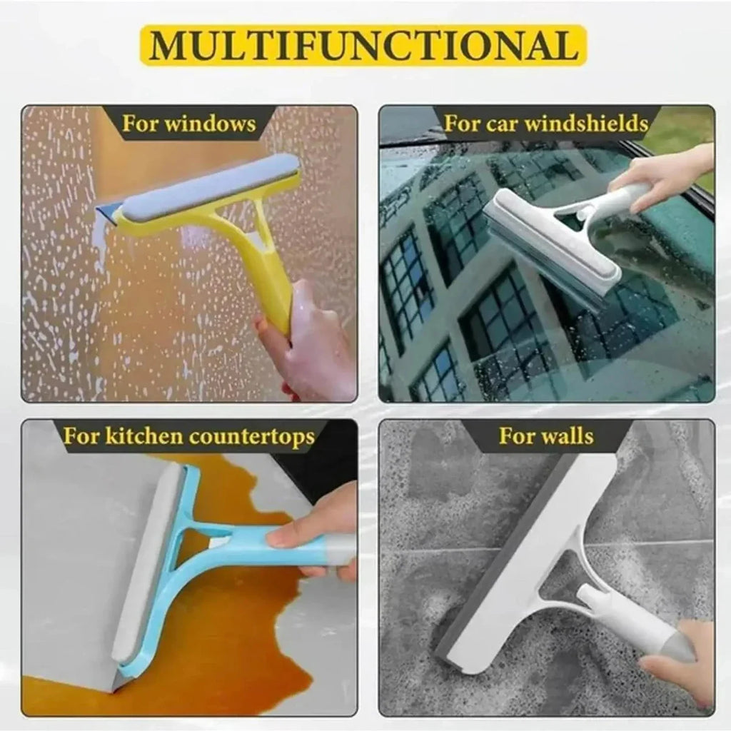 3 in 1 Window Cleaning Squeegee Multi Function Glass Mirror Wiper with Spray Bottle Microfiber Scrub Household Car Cleaner Tools