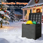 35 Gallon Large Outdoor Resin Storage Box With Lockable Lid - Heavy-Duty Deck Box For Patio Furniture Cushions, Pool Accessories
