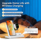 15W Magnetic Wireless Charger Stand Foldable 3 In 1 Fast Charging Sation for iPhone 17- 12 Pro Max Apple Watch 8 7 Airpods Pro