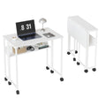 Compact 25" Folding Desk with Wheels Storage Shelf Foldable Computer Table for Small Spaces Home Office Dorm Sturdy Iron Frame Easy Assembly Natural Oak/White/Black