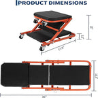 2-in-1 Foldable Garage Creeper Shop Seat, 300LBS Capacity Automotive Mechanic Repair Under Car Rolling Creeper Seat