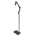 Tablet Floor Stand, 360° Swivel Adjustable Height & Angle, Heavy Duty Carbon Steel, Non-Slip Base, Portable & Foldable, Universal Holder for 12-18cm Phones & Tablets, for Home Office Kitchen Gym Bedroom, Easy Assembly