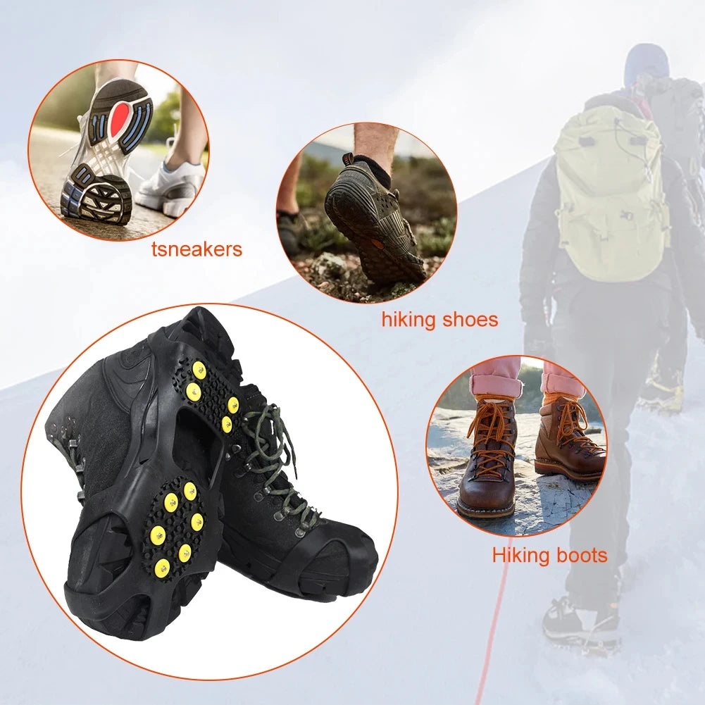 Outdoor Snow Claw Shoe Covers for Men and Women 10 Teeth Rock Climbing Crampons Non-Slip Climbing Cleats Hiking Accessories