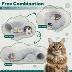 JHK Cat Tunnel Bed for Indoor with Soft Plush Washable Multifunctional Playground Under Tree Pet Toys for Kittens Puppy