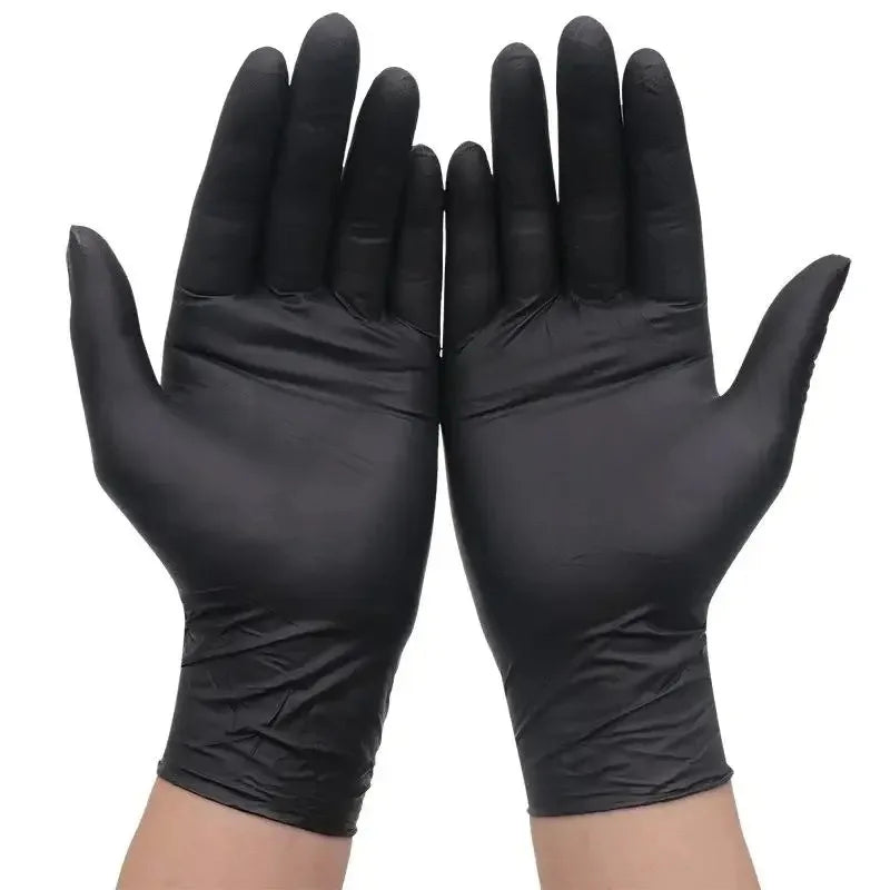 100PCS Black Nitrile Gloves - Disposable Oil-Resistant Non-Slip for Kitchen Cooking Baking Bar Tending Restaurant Food Prep