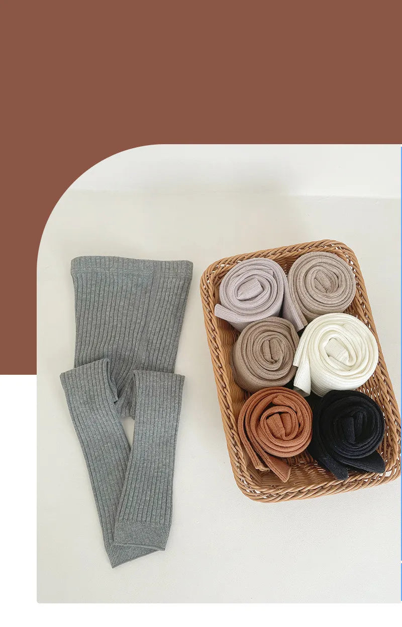 New Spring Autumn Baby Pants Toddler Girl Leggings Tights Solid Cotton Stretch Kids Children Knitting Trousers 1-10 Years