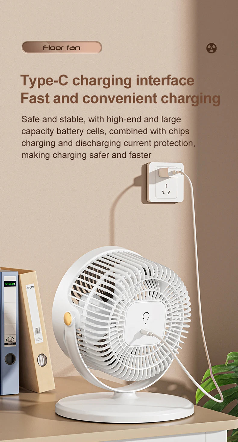 Wireless Fan Height Adjustable Outdoor Travel Camping Long Endurance USB Charging Portable Student Dormitory High Wind Power