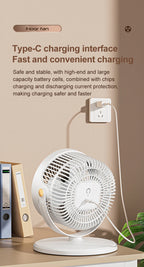 Wireless Fan Height Adjustable Outdoor Travel Camping Long Endurance USB Charging Portable Student Dormitory High Wind Power