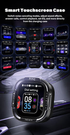 Wireless Headphones Bluetooth HTC NE70 Earphones Microphones Earbuds AI Translator 30Hours of Battery Life Full HD LCD Display