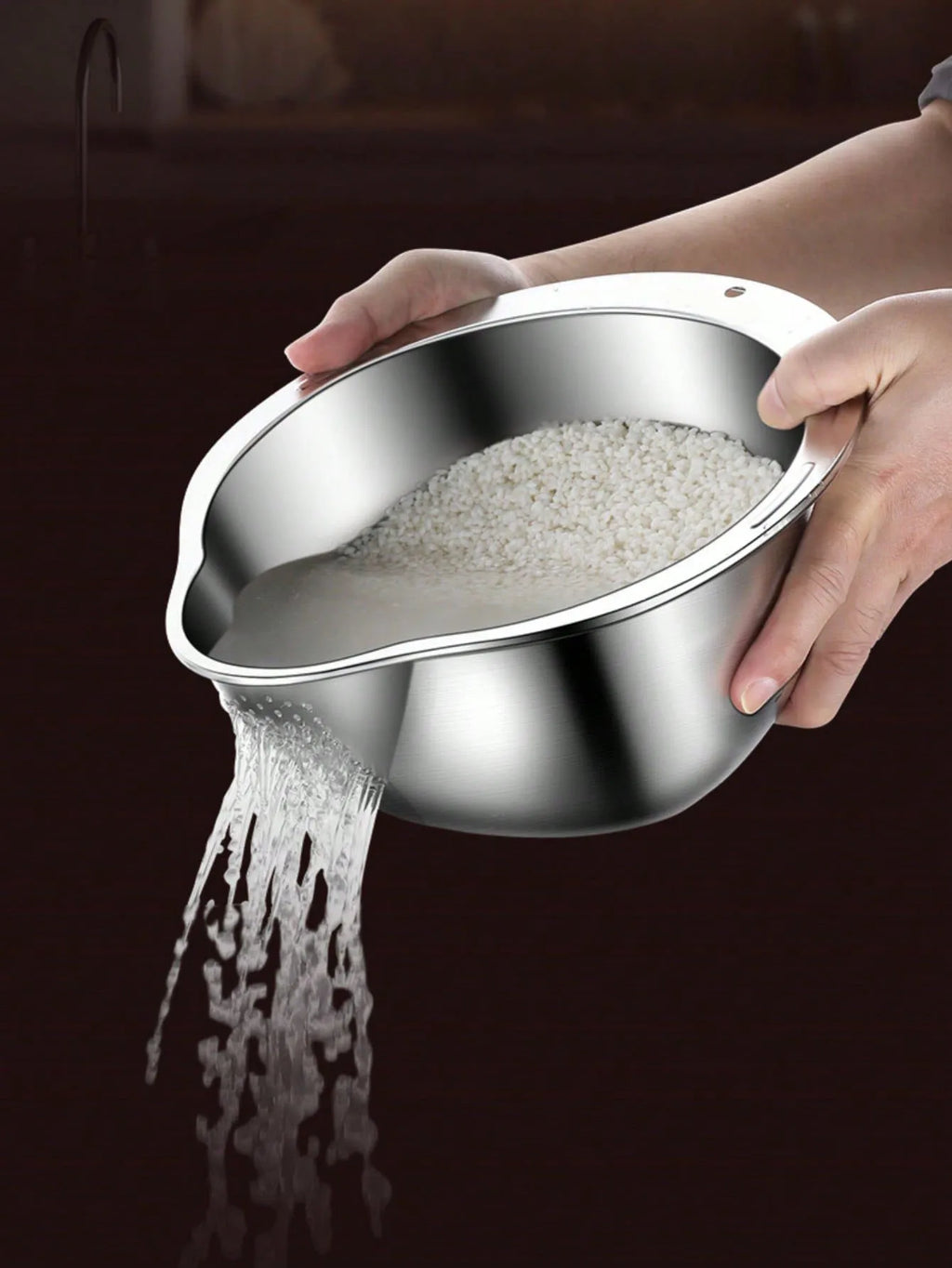 Rice Vegetable Washing Basket Strainer Stainless Steel Bowl Tray Wash Basin Accessories Drain Basket for Kitchen