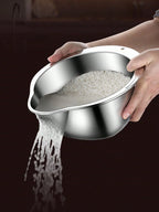 Rice Vegetable Washing Basket Strainer Stainless Steel Bowl Tray Wash Basin Accessories Drain Basket for Kitchen