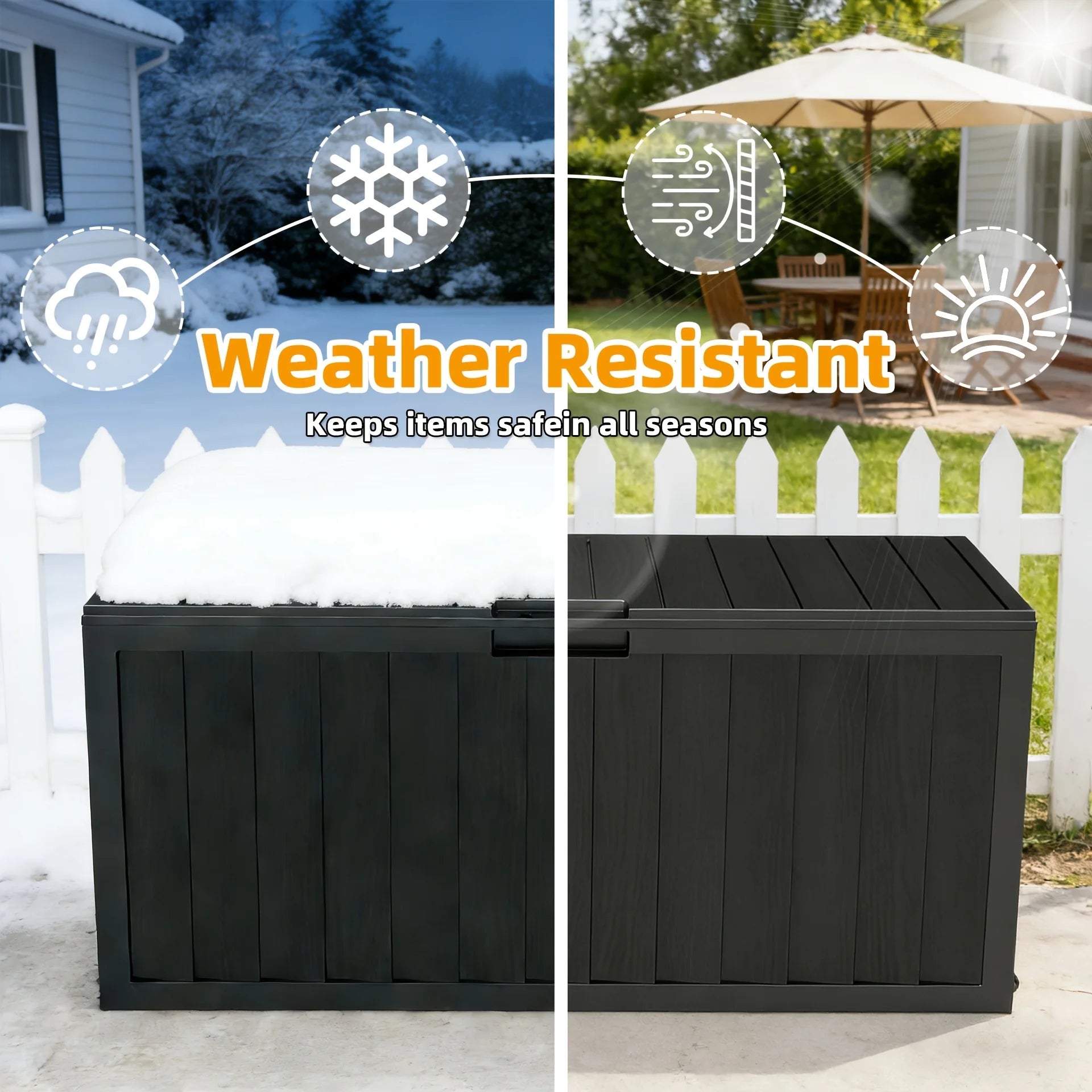 35 Gallon Large Outdoor Resin Storage Box With Lockable Lid - Heavy-Duty Deck Box For Patio Furniture Cushions, Pool Accessories