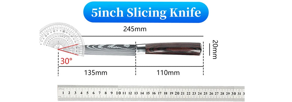 9 Types of Stainless Steel Kitchen Knife, Japanese Chef Knife, Meat Cleaver, Santoku, Bread, Boning, Slicing, Fruit Knife with Gift Box