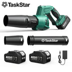 Taskstar Leaf Blower for Lawn 550CFM Electric Cordless Small Blower with Swivel Head, 2*4000mAh Battery & Charger 21V Airblower for Clean Car Patio Yard, Blowing Leaves / Dust Removal