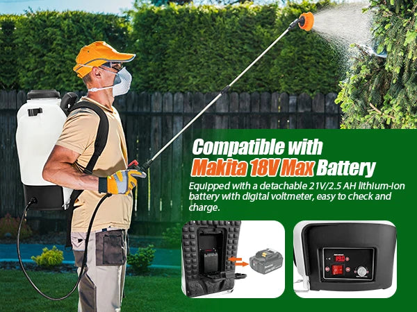 16L Garden Electric Sprayer Agricultural Irrigation Sprayer,Backpac Electric Weed Sprayer,100 PSI, Telescopic Wand, 5 Nozzles