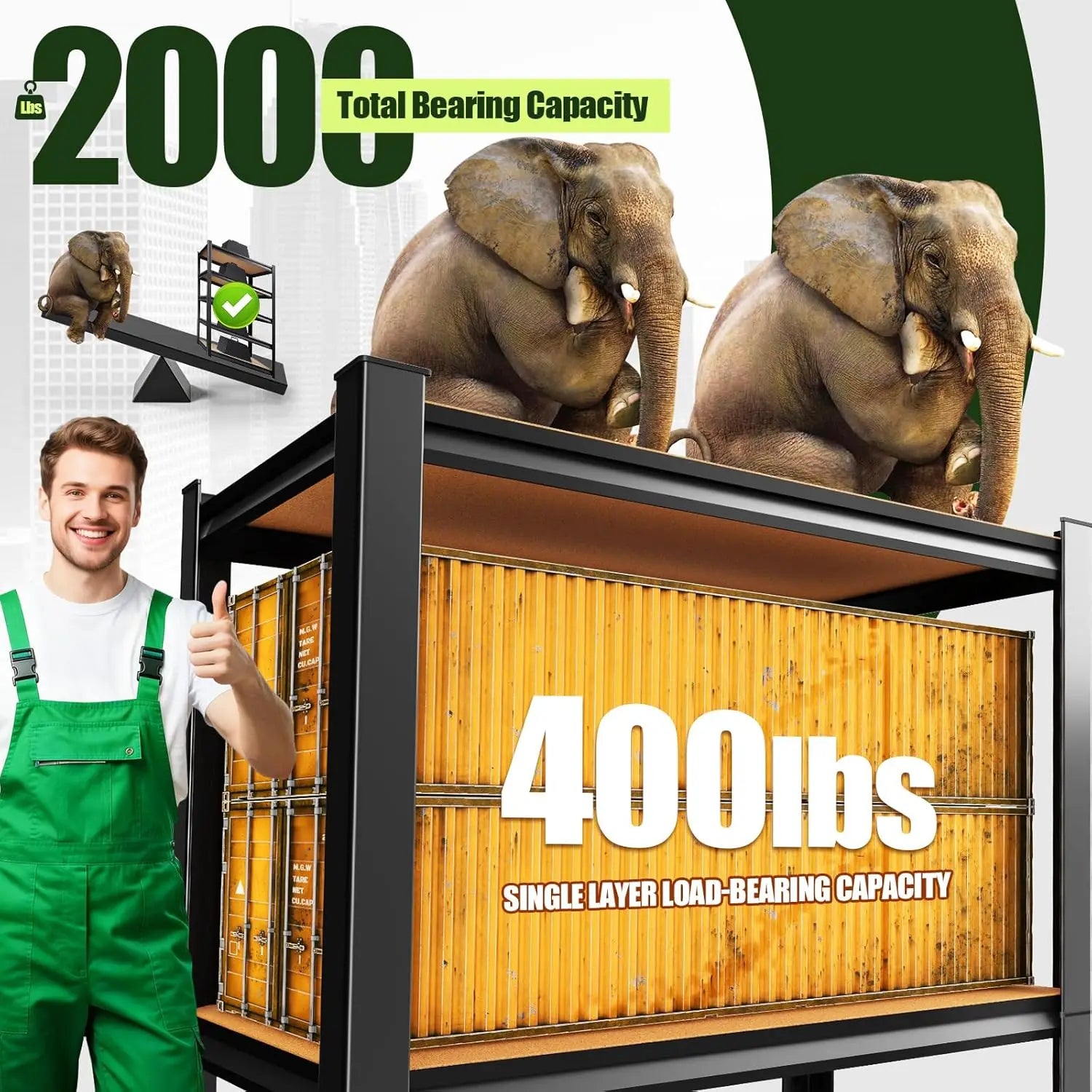 2000LBS Garage Shelving, Heavy Duty Garage Shelves, Adjustable Metal Shelving Unit, Easy Assembly Garage Storage, Customized