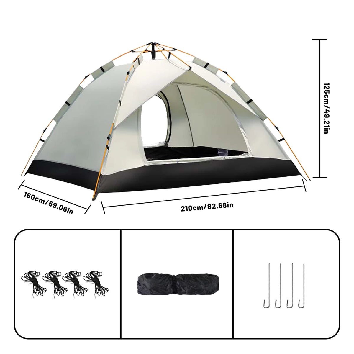 Small Silver Compact Auto-Tent - Quick 60-Second Setup Sunshade for 3-4 People All-Weather & Portable - S 2doors