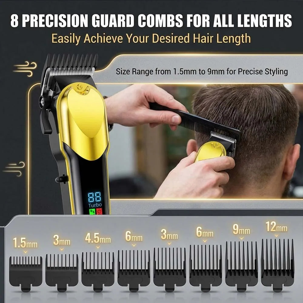 Professional Hair Clipper Set for Men, Rechargeable Cordless Hair Trimmer with LCD Display, 1pc/2-in-1/3-in-1 Grooming Kit with Foil Shaver & T-Blade Trimmer, Barber Haircut Machine with Accessories