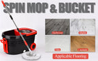 Black Spin Mop Bucket Sets Wrings System, Bucket with Wheels Extendable and Adjustable Handle, 3 Replacement Mop Refills