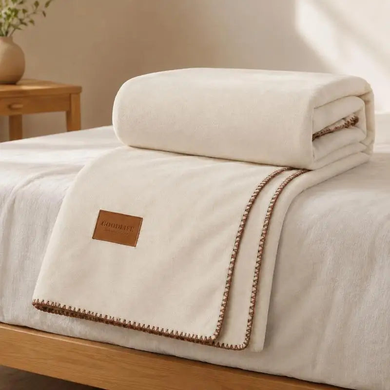 Fall Winter Simple Solid Artificial Lambswool Blanket Thickened Warm Multi-functional Blankets Soft Skin-friendly Cozy Blanket