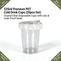 20 PCS PET Cold Drink Cups with Lids Leak-Proof Disposable Clear Plastic Cups for Iced Coffee Bubble Tea Smoothie