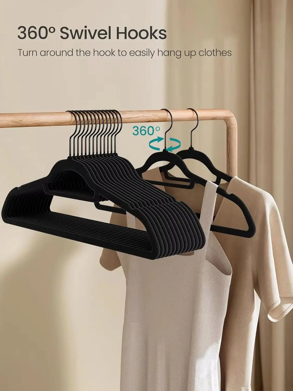 10/20/50 Pack Premium Velvet Hangers, Non-Slip Flocked Felt Hangers, Sturdy Clothes Hangers with 360° Rotatable Hook, Heavy Duty Coat Hanger, Durable Slim Hanger for Closet Space Saving