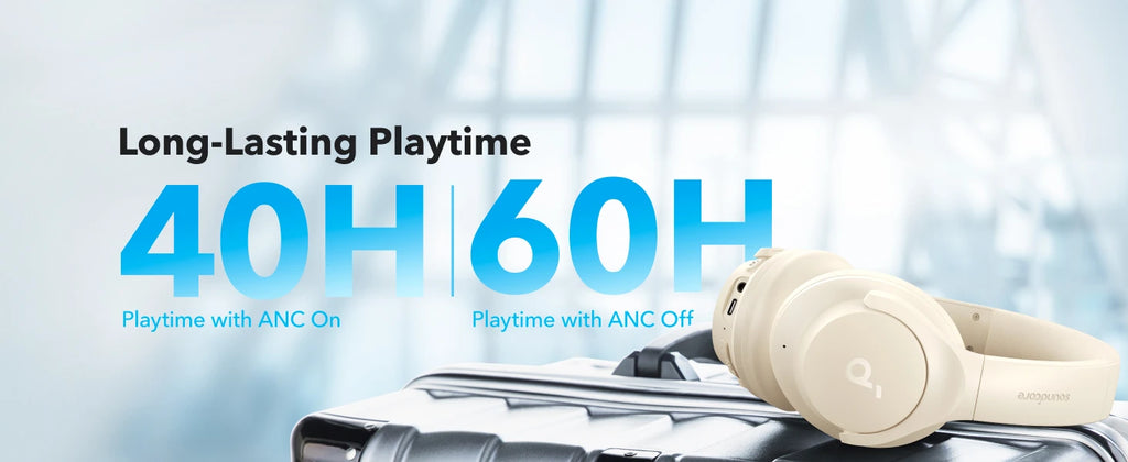 Soundcore by Anker Q20i Hybrid Active Noise Cancelling Headphones, Wireless Over-Ear Bluetooth, 40H Playtime  (Refurbished)